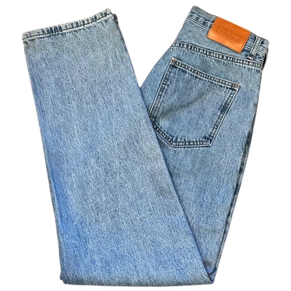 Princess Polly Jeans Women Size 4 Blue Asymmetrical Button Fly High Rise Denim
